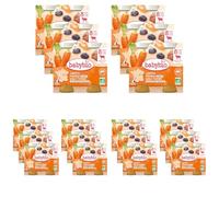 Babybio Pots Carotte Pruneau Bœuf Fermier d'Aquitaine/du Limousin 2x200 g - Lot de 18 - Bio