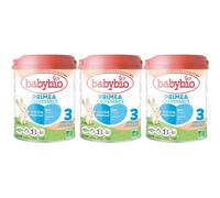 BABYBIO Priméa Croissance Lait en poudre pour nourisson 3 de 10 mois à ans Brosse 3x800 g