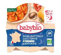 Babybio Ravioli Butternut Sauce aux Tomates de Nos Régions et Champignons Bio 190g