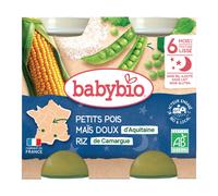 BABYBIO Petit pot Petits pois, Maïs doux d'Aquitaine, Riz de Camargue Aliment 400 g