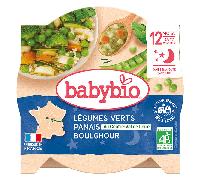 Babybio Poêlée de Légumes Verts, Panais du Val de Loire, Boulghour avec Coriandre Bio - 230 g