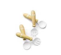 BabyBjörn Cuillère et Fourchette pour Bébé, lot de 4, Jaune pastel