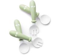 BabyBjörn Cuillère et Fourchette pour Bébé, lot de 4, Vert pastel