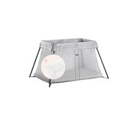 BABYBJÖRN Lit Parapluie Light, Argent avec Drap-housse pour le Lit Parapluie Light