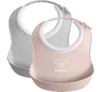 BabyBjörn Mini Bavoir, lot de 2, Gris/Rose Pastel