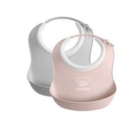 BabyBjörn Mini Bavoir, lot de 2, Gris/Rose Pastel