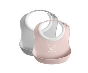 BabyBjörn Mini Bavoir, lot de 2, Gris/Rose Pastel