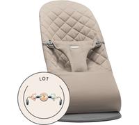 BabyBjörn Transat avec Arche de jeu - Gris sable / Tissé, matelassage Classique / Gris foncé / Yeux espiègles Pastels