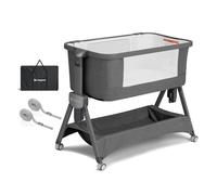 babyboat Lit Cododo Pliage Rapide, Cozy2 Berceau Cododo Bebe Grandes Roues avec Fonction Coulissante Facile 5 Hauteurs Reglables pour 0-6 Mois Bebe avec Matelas-Grey