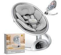 BabyBond Balançoire pour bébé Bluetooth avec haut-parleur musical, 3 positions assises, ceinture à 5 points, 5 vitesses et télécommande, balançoire portable pour bébé