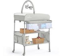 BabyBond Portable Baby Changing Table, Foldable Diaper Changing Table Dresser Waterproof Height Adjustable Changing Station for Infant and Newborn(Beige)