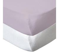 Babycalin - 2 Draps housse 70x140 cm Blanc/Lilas - Drap housse coton Doux Respirant Résistant - Drap 70x140 pour un sommeil paisible - Drap-Housse pour lit bébé - Hauteur Bonnets 17 cm
