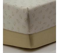 Babycalin - 2 Draps housse 70x140 cm Greenland/Blé - Drap housse coton Doux Respirant Résistant - Drap 70x140 pour un sommeil paisible - Drap-Housse pour lit bébé - Hauteur Bonnets 17 cm