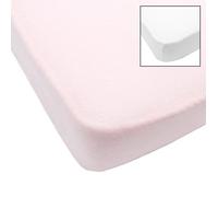 Babycalin Lot de 2 draps-housse Blanc/Rose 70x140 cm certifié OEKO-TEX