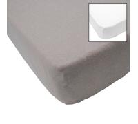 BABYCALIN 2 Draps Housse Bébé Blanc Taupe 70 x 140 cm - Jersey - 130gr/m²