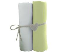 Babycalin 2 Draps Housse Bébé Blanc Vert 70 X 140 Cm Jersey 130gr/M²