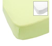 BABYCALIN 2 Draps Housse Bébé Blanc Vert 70 x 140 cm - Jersey - 130gr/m²