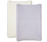 Babycalin - 2 Housses matelas à langer 50x70 cm Écru/Lilas - Housse matelas à langer Universelle en éponge 100% Coton - Bords élastiques - Housses de matelas à langer Facile à installer et à laver
