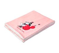 babyCalin - Disney Couverture bébé bi-matière 75 x 100 cm - Minnie Rose/Blanc