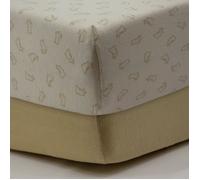 Babycalin - Drap-housse 60x120 cm - Lot de 2 - Coton Greenland / Blé