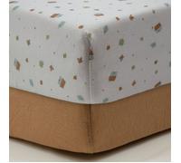 Babycalin - Drap-housse 70x140 cm - Lot de 2 - Coton Petites Maisons / Noix de Pécan
