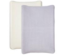 Babycalin - Housse pour matelas à langer Écru / Lilas - Lot de 2 - Eponge - Housse matelas à langer 50x70 cm