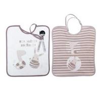 Babycalin Le Repas de Bébé Lot de 2 Bavoirs + Couverts Culbuto Gris