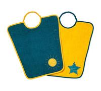 Babycalin - Lot de 2 bavoirs maternelle Soleil - Etoile - Je m'appelle