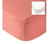 BABYCALIN Lot de 2 draps housse 60x120x15cm Terracotta/blanc