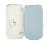 BabyCalin - Lot de 2 draps housse 70 x 140 cm Ours/Uni Bleu certifié OEKO-TEX