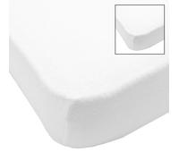 BabyCalin - Lot de 2 draps-housse 70x140x17 cm - Blanc/Blanc - Certifié OEKO-TEX