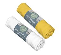 BabyCalin - Lot de 2 draps housse 70x140x17cm Moutarde/blanc certifié OEKO-TEX