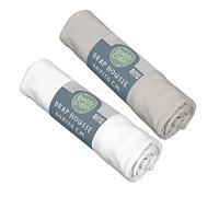 BabyCalin - Lot de 2 Draps housse Blanc/Gris Babycalin - 60 x 120 cm certifié OEKO-TEX