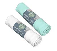 Babycalin lot de 2 Draps Housse Blanc/Turquoise 60 x 120 cm certifié OEKO-TEX