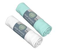 Babycalin Draps housse bébé Lot de 2 Blanc/Turquoise 70 x 140 cm Jersey 130 g/m²