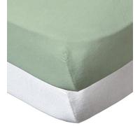 Babycalin lot de 2 Draps Housse Blanc/Vert 60 x 120 cm certifié OEKO-TEX