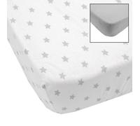 Babycalin Draps housse lot de 2 70x140x17 cm Étoile grise/uni gris certifié OEKO-TEX