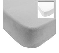 Babycalin Lot de 2 draps housse pour berceau - 83 x 50 cm - Jersey carde 130gr/m² 100% coton bio - Blanc/gris