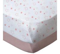Babycalin Mixte Lot de 2 draps Housse 70 x 140 cm, Etoile Rose plus Uni Rose, 70 x 140 cm (Lot de 2) certifié OEKO-TEX