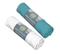 Babycalin Pack de 2 Draps Housse 70 x 140 x 17 cm, Bleu Tropical / Blanc, 70 x 140 cm (Lot de 2) certifié OEKO-TEX