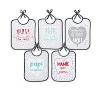 babyCalin Set de 5 Bavoirs, Multicolore