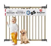 BabyDan Barrière de Sécurité Enfant Silkeborg Deluxe en Bois FSC - Bloc Porte Bébé Extensible 62,5-100,5 cm, Installation Murale, Ouverture à Une Main - Protection Escalier