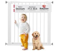 BabyDan Barrière de sécurité pour bébé/chien, monté sur pression, 77,3-83,5 cm, blanc, fabriqué au Danemark - Barrière pour animaux/barrière pour chien