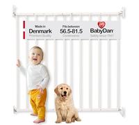 BabyDan Ebeltoft Safety Gate - Baby Gate for Narrow Openings (56.5-81.5 cm) - Wall-Mounted Stair Gate for Babies and Pets - Adjustable and Durable, White, Metal