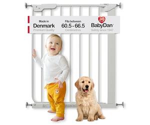 BabyDan Esbjerg, Extra Slim monté sur pression Stair Gate, 60,5-66 cm, barrière pour bébé/barrière de sécurité, Blanc, Fabriqué au Danemark - (Pet Gate/Dog gate)