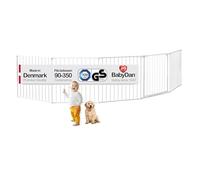 BabyDan Flex XXL, 90-350 cm, Barrière pour foyer/Barrière d'escalier/Séparateur de pièce/Entourage de cheminée, Blanc, Fabriqué au Danemark - Barrière pour bébé (Barrière pour animaux)