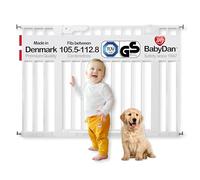 BabyDan Premier Barrière à Fixation par Pression pour Porte/Escalier, Blanc, 105,5 - 112,8 cm