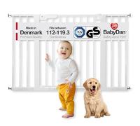 BabyDan Premier Barrière à Fixation par Pression pour Porte/Escalier, Blanc, 112 - 119,3 cm