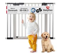 BabyDan Premier - Barrière de sécurité d'escalier extra large à clipser - 99 à 106,3 cm - En métal - Argenté/noir - Fabriquée au Danemark - Pour chien