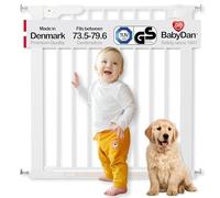 BabyDan Premier, Barrière de sécurité monté sur pression, 73,5-79,6 cm, Barrière pour bébé/Barrière de sécurité, Métal, Blanc, Fabriqué au Danemark - (Barrière pour animaux/Barrière pour chien)